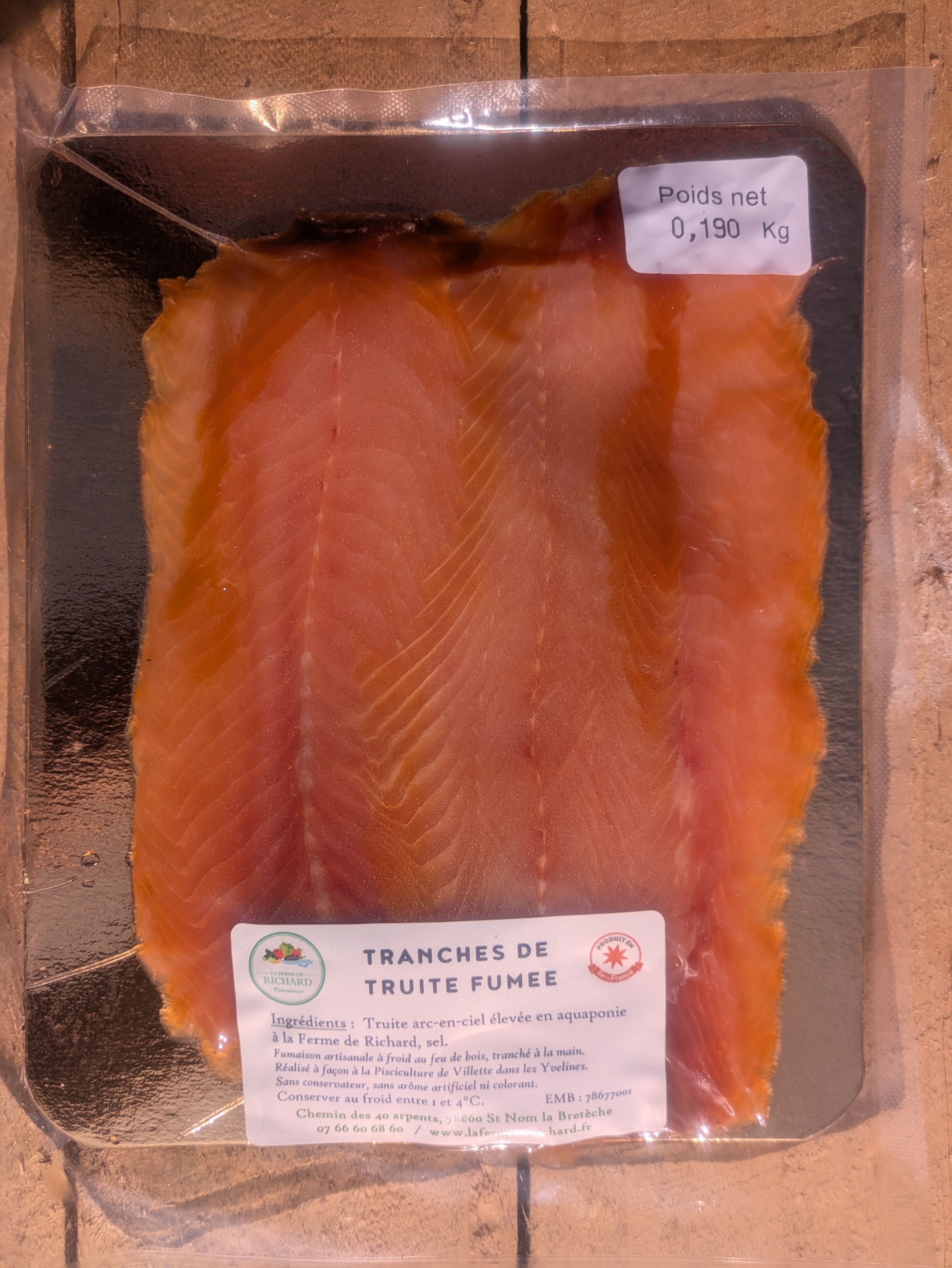 Tranches de truite fumées à froid (~105 grs)